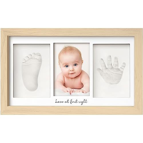 KeaBabies Baby Hand and Footprint Kit, Clay Keepsake Frame (Ash Wood)