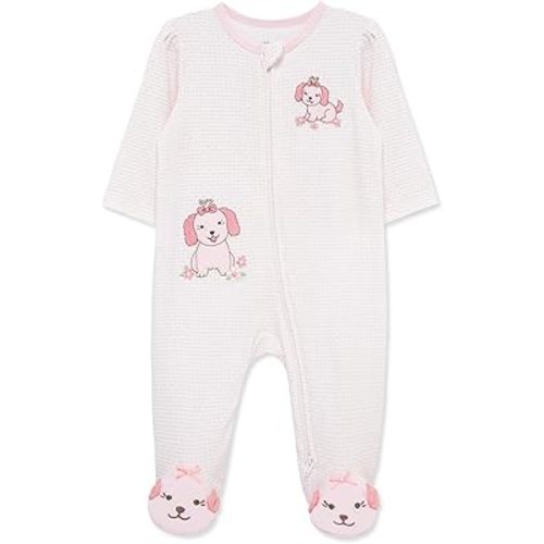 Little Me Clothes for Baby Girls' 100% Cotton Scratch-Free Tag Footie Sleeper, Preemie to 9 Months