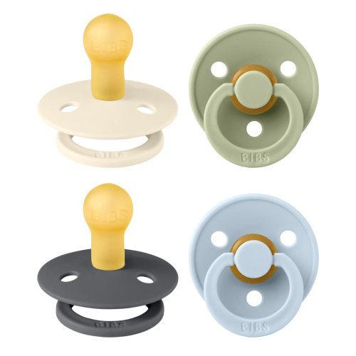 BIBS Color Pacifiers 4-Pack | BPA Free Soother Pacifier | Round Nipple | Natural Rubber Latex | Made in Europe | Size 0-6 Months | Iron Mix | Natural Rubber Latex | Size 1 | BPA-Free | Made in Denmark | High Nipple Acceptance | Airflow Holes | Comfort ...