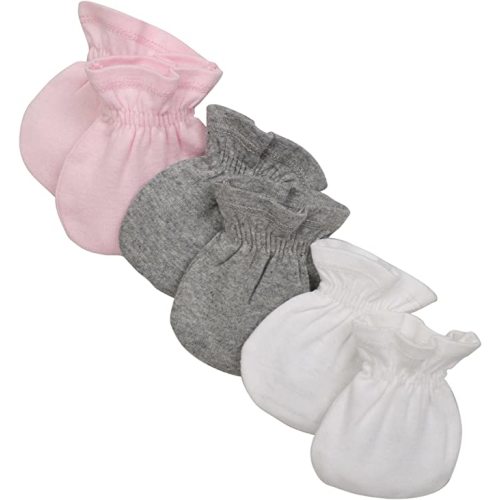 Burt's Bees Baby Baby Girls' Mittens, No-Scratch Mitts, 100% Organic Cotton, Set of 3 - One Size - Blossom