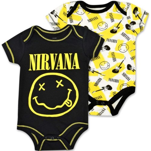 Nirvana Rock Band Baby Boys 2 Pack Short Sleeve Bodysuit | imagikids Kids Clothes