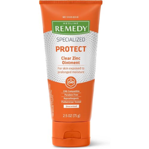 Medline Remedy Specialized Clear Zinc Oxide Ointment (2.5 oz Tube), Unscented, Transparent Protectant, Incontinence Care, Diaper Rash, Wetness Protection, Soothing, Hypoallergenic, Adults, Children