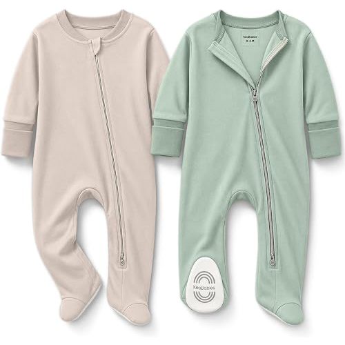 2pk Baby Pajamas Footie, Baby Sleepers, Newborn Pajamas (Sage, 0-3M)