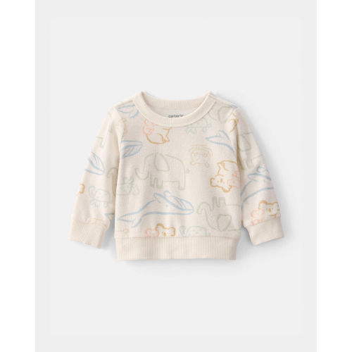 Baby Animal Friends Terry Pullover Sweatshirt - Cream | Carter's