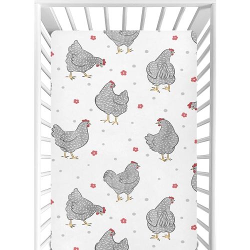 CaTaKu Hens Chicken Mini Crib Sheets for Girls Boys Baby Mattress Sheets Fitted, Soft Toddler Nursery Bed Sheets Neutral 28"x 52"