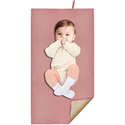 Wipeable Changing Pad for Baby, Dusty Pink Diaper Changing Mat for Baby Travel or Home, Foldable Mat Fits Perfectly in Diaper Bag (67-05)