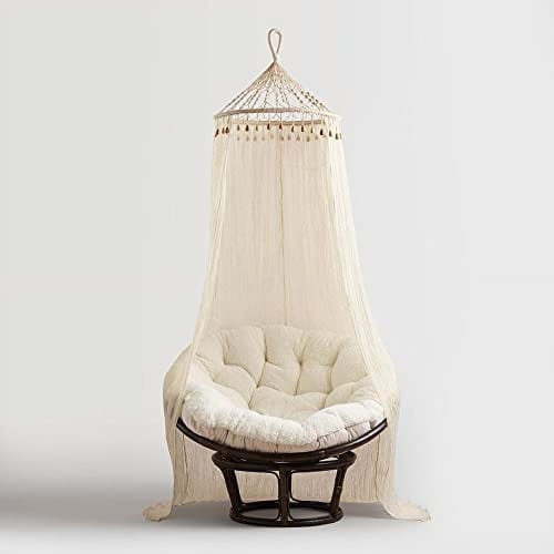 EL CLASICO OVERSEAS Boho Sheer Cotton Macrame Canopy/Macrame Canopy/Macrame Wedding Accessories/Baby Nursery Canopy(Ivory/Natural)