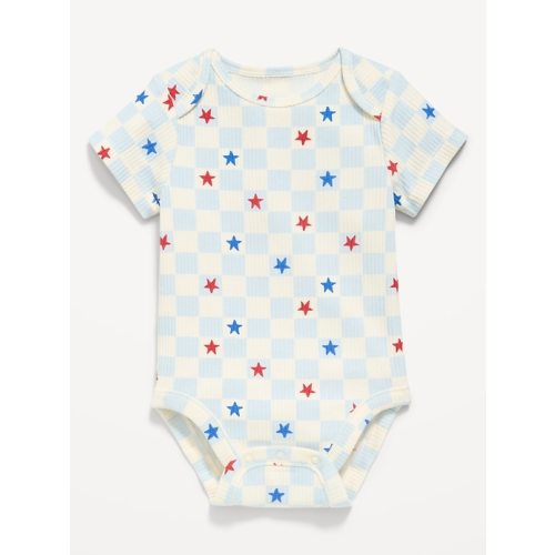 Printed Short-Sleeve Ribbed Bodysuit for Baby