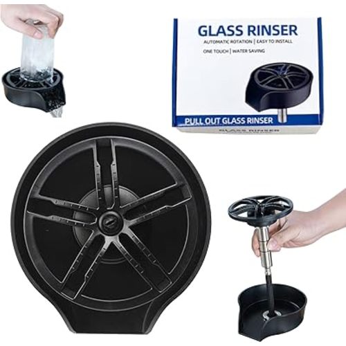 Glass Rinser for Kitchen Sink Glass Rinser with Pull-Out Spray High Pressure 360° Rotating Faucet Glass Rinser Cup Cleaner Bottle Washer for Bar Cafe Sink