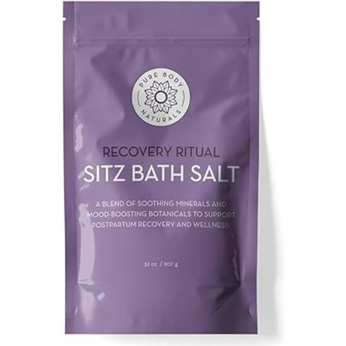 Pure Body Naturals Sitz Bath Salt – Postpartum Care and Hemorrhoid Treatment – Natural Soak for Self Care and Hemmoroid Treatment - Post Partum Essentials, 32 Oz