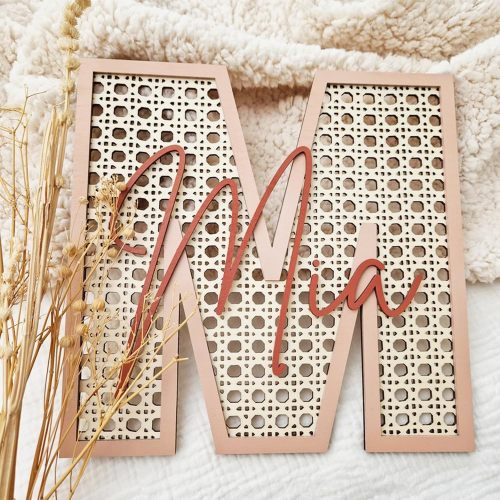 Chillever - Custom Wood Personalized Initial and Name Sign, Exquisite Nursery Decor and Wall Art for Girl or Boy Room, Baby Letter Room Decor, Custom Baby Name Letters for Boys Room