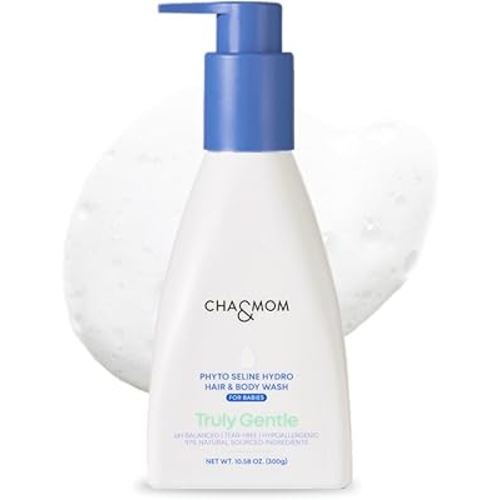 Cha&Mom Head-to-toe Korean Baby Skincare - Hypoallergenic, Plant Based, and Natural Hair & Body Wash, 10.58oz