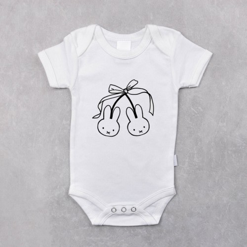 Miffy Inspired Baby Onesie – Minimal Bunny Graphic Newborn Bodysuit