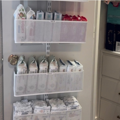 Over the Door Storage Rack with Mesh Baskets - Brightroom™: Metal Frame, Powder-Coated, Universal Storage, White