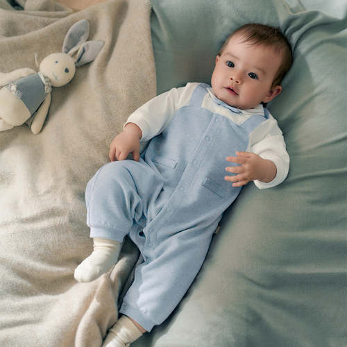 Dave&Bella Baby Boys Autumn Cotton Blue Indoor Romper