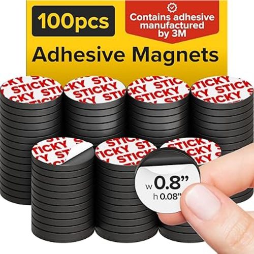 X-bet MAGNET Round Flexible Magnets with Adhesive Backing - (100pcs 0.8"x0.08") Magnetic Dots for Whiteboard, Fridge - Stickers for Planning and Organization - Teacher Must Have - Teacher Supplies