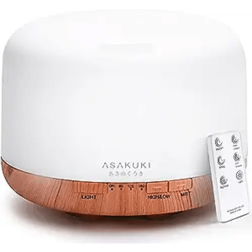 ASAKUKI 500ml Premium, Essential Oil Diffuser with Remote Control, 5 in 1 Ultrasonic Aromatherapy Fragrant Oil Humidifier Vaporizer, Timer and Auto-Off Safety Switch - A-yellow