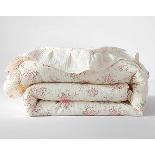 100% Cotton Muslin Crib Comforter/Quilt,Ultra Soft Cozy Reversible Baby Blanket,All Season Toddler Blankets for Boys and Girls, Machine Washable,41"x48"