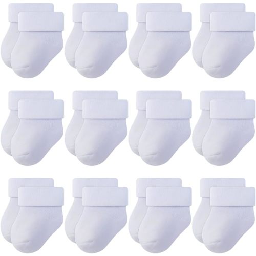 RATIVE Baby Socks Soft Terry Turn Cuff For Newborns (0-6 Months)