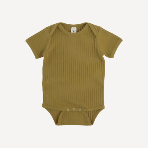 short sleeve lap neck bodysuit | deep flaxen | organic cotton wide rib