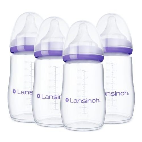 Lansinoh Anti-Colic Baby Bottles, 8 Ounces, 4 Count