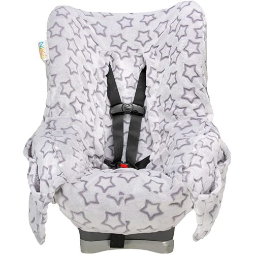 Niko Easy Wash Children's Car Seat Cover & Liner -Minky -Silver Star -Perfect for Winter Weather-Universal Fit -Crash Tested -Waterproof SEAT Bottom -Easy to Clean -Machine Washable