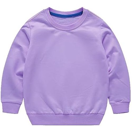 Girls and Toddlers' Basic Cotton Sweatshirt Baby Boy Classic Solid Crewneck Sweatshirt Pullover Tops Long Sleeve Shirt