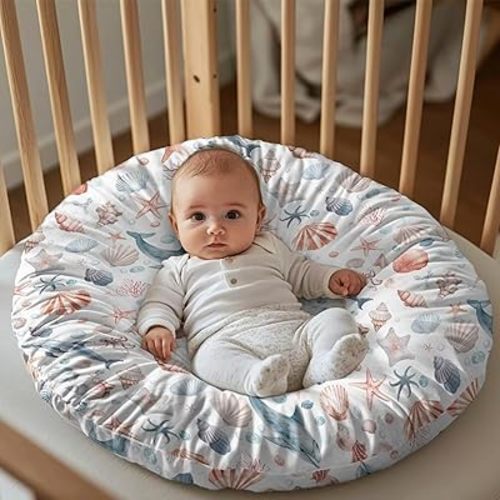 Newborn Lounger Cover,Ocean Shell Starfish Shark Removable Slipcover Fits Newborn Lounger for Baby Boy Girl,Soft Baby Nest Cover