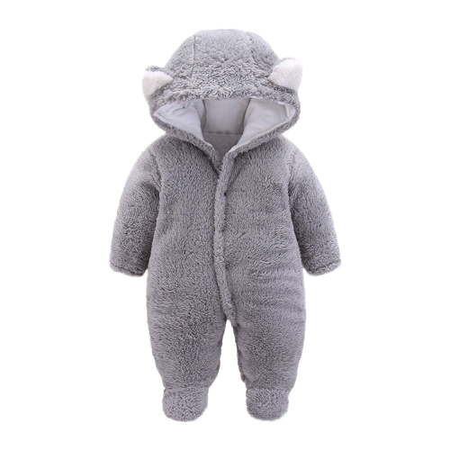 XFHLMJFF Bear Ears Jumpsuit Hooded Baby Girls Boys Solid Color Long Sleeve Solid Color Winter Cartoon Velvet Onesies 3-6 Months