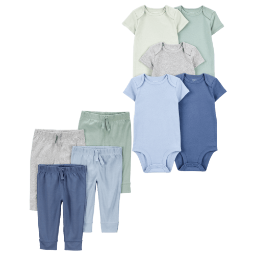 Baby 9-Piece Solid Short-Sleeve Bodysuits & Pull-On Pants Set | Carter's