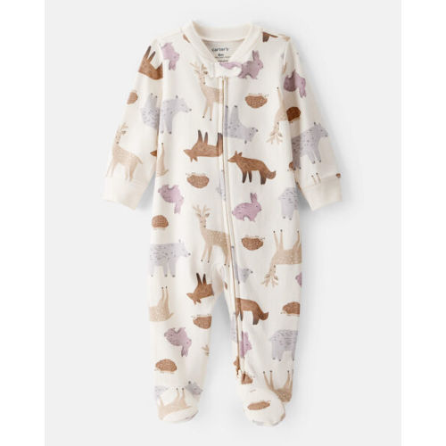 Baby Girl Fox Print 100% Cotton Long-Sleeve Sleep & Play Pajamas - Ivory | Carter's