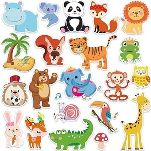 Window Clings Stickers for Kids Window Gel Clings Decals Thick Gel Clings Toddlers and Adults Classroom Home Nursery Airplane Birthday Party Supplies (Jungle Animals)