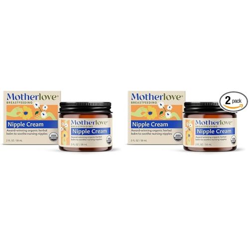 Motherlove Nipple Cream (2 oz) Organic Lanolin-Free Nipple Cream for Breastfeeding—Benefits Nursing & Pumping Moms (Pack of 2)