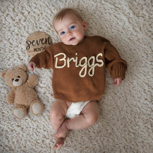 Custom Baby Name Sweater,Knit Name Baby Sweater,Hand Embroidered Name Sweater,Newborn Sweater,Baby Announcement,Baby Shower Gift,Baby Gift