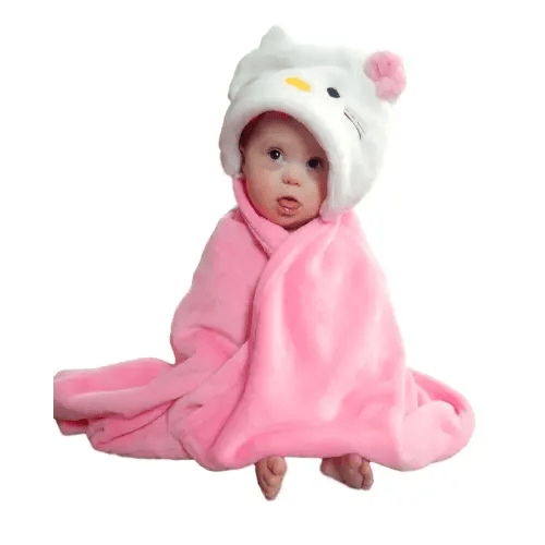 Hooded Toddler Blanket | Plush Soft Animal Baby or Infant Hoodie Blankie 36x27 + Hood (Light Pink)
