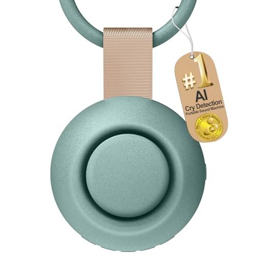 CHICWAY 2025 Mom's Choice Awards, Portable Sound Machine for Baby Adult, AI Cry Detection, 18 Soothing Sound, Bluetooth Rechargeable White Noise Machine for Home Office Travel, Nursery Light, Cyan