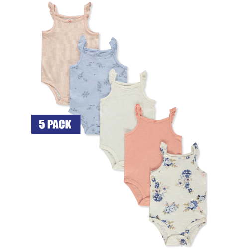 Carter's Baby Girls' 5-Pack Bodysuits - cream/multi, 18 months (Infant)
