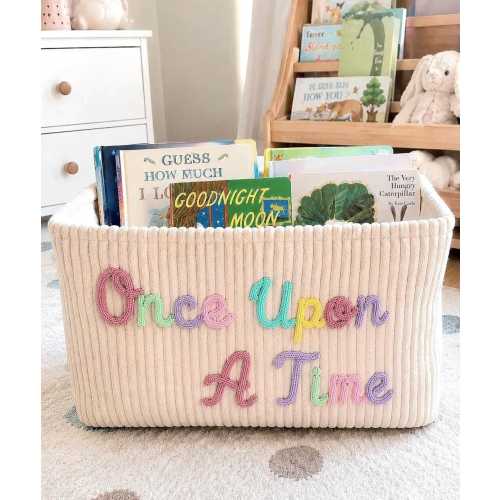 Personalized Baby Shower Basket, Once Upon a Time, Baby Book Basket, Baby Shower Gift, Book Basket, Baby Book Organizer, Kids Book Storage