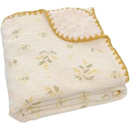 Baby Muslin Thick Blanket Double Layer Soft Neutral Receiving Blanket Crib Bedding 40x40 inch Throw Blanket 40"x40"