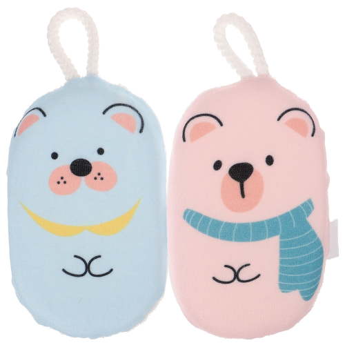 Jibingyi 2pcs Baby Bath Sponges Toddler Bath Scrubbers Lovely Kids Shower Scrubbers