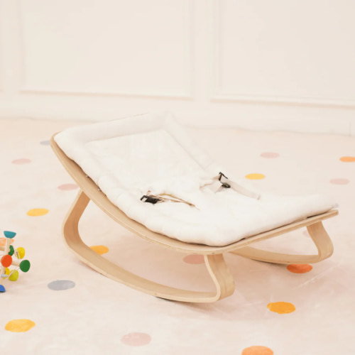 Nest Wooden Baby Rocker – Natural Infant Lounger with Soft Padded Seat – Bee Like Kids