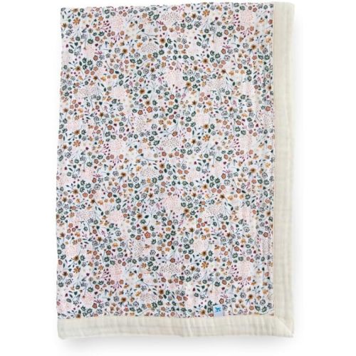Little Unicorn Newborn Receiving Quilt | Ultra- Soft, Multi-Layered Muslin Fabric | Gift for Newborns & on-The-go (Pressed Petals)