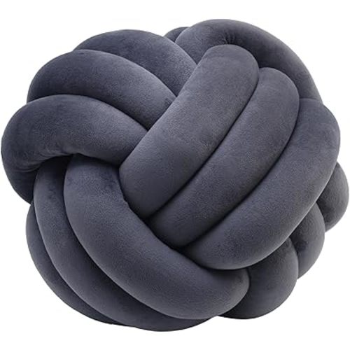 Petrella Knot Pillow Throw Pillows Ball Round Cute Throw Pillows Home Decor Cushion Decorative Aesthetic Spandex,Dark Gray 8inch