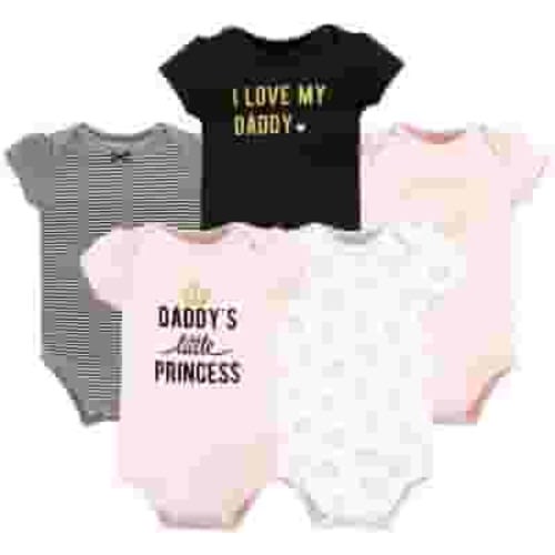 Hudson Baby Short Sleeve Bodysuits, 5-Pack, Newborn- 24 Months