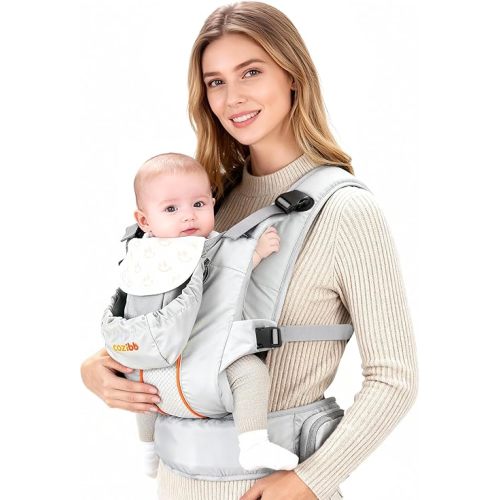 CoziBB Baby Carrier, 3-in-1 Cozy Baby Wraps Carrier with Air Cushion Waist Belt, Adjustable & Ergonomic Baby Carrier Newborn to Toddler for 7.7-33lbs, Toddler Carrier with Lock Belt, Storage Pocket