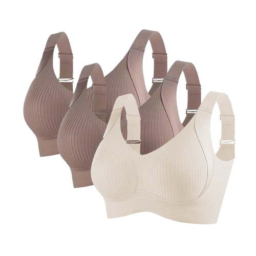 COMVALUE Nursing Bras for Breastfeeding, Seamless Ultra Comfort Maternity Bra, Natural Shape, Pregnancy Sleep Bralette 3 Pack (Rose Gold, L)