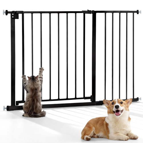 Baby Safety Gate, Caveen 29.5-46" Pet Gate for Stairs and Doorway,Pressure Mount Baby Gate for Ages 6 to 36 Months, Black