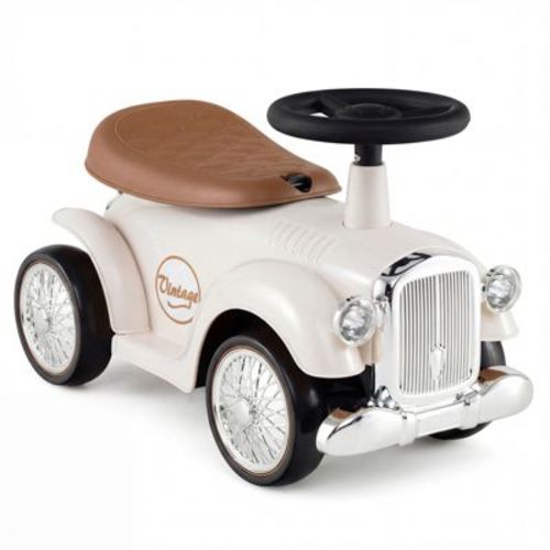 Costway Retro Kids Ride-on Toy Kids Sit to Stand Vehicle with Working Steering Wheel White