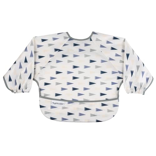 Tiny Twinkle Long Sleeve Bib for Babies & Toddlers | Waterproof Smock Bib for Eating | Machine Washable & Mess-Proof Feeding Essentials | Newborn Shower Gift (Varsity Flags, Small 6-24 Months)