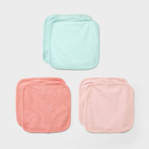 Baby 6pk Washcloth Set - Cloud Island™ Coral Pink: Extra Lightweight Cotton-Polyester Blend, Machine Washable